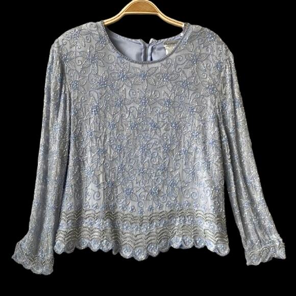 Draper's Damon's Beaded Top & Skirt Set‎ Women 18P Blue Mothers of Bride Groom - Picture 2 of 16